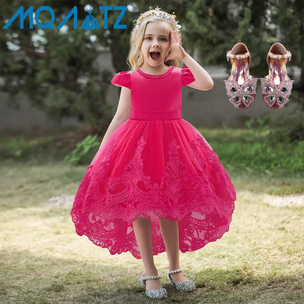 MQATZ hot selling 1 year baby girl party rose princess birthday for kids tailing cotton pearl beaded frocks T2101xz