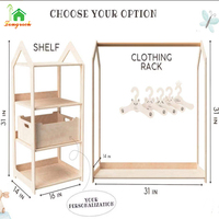 Portants à vêtements Montessori pour enfants avec étagères de présentation durables pour vêtements pour enfants