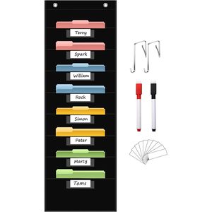 Pockets <b>File</b> Storage Pocket Chart with 8 Nametag Pockets,Hanging Wall <b>File</b> Organizer for Classroom and Office Use - Product Image 1