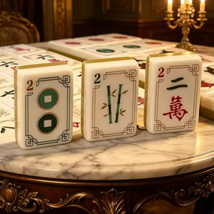 High Quality 160pcs Double Layer Acrylic Mahjong Set Portable Hand Rubbed for Home <b>Entertainment</b> - Product Image 2