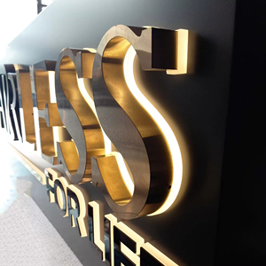 Custom Mirror Gold Stainless Steel Backlit LED Letters Halo Lit Signs for Boutique Storefront and Hotel Lobby Name Logo Decor - Product Image 4