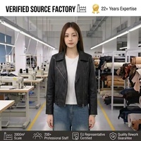 Nouvelle Arrivée Blouson Moto Court en Similicuir PU pour Femme, Col Rabattu, Fermeture Éclair Asymétrique, Effet Enduit, Couleur Unie, Automne/Printemps