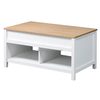 Table basse moderne extensible et pliable avec plateau en bois durable, couleur bois + blanc, entièrement assemblée, tiroirs de rangement cachés, pour salon