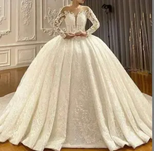 Gaun pengantin pesta besar, gaun pengantin mewah baru 2023 dengan ekor bling bling elegan