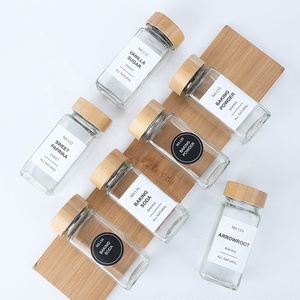 Lọ Gia Vị Thủy Tinh Có Nắp Đậy Kín Khí Bằng Tre Và Nhãn Phấn-Hộp Đựng Nhỏ 4Oz Cho Nhà Bếp, Gia Vị - Product Image 5