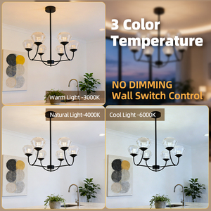 Black Farmhouse Height Adjustable Pendant <b>Light</b> Clear Glass Shade Multi-head LED Chandelier for Kitchen Island <b>Dining</b> Bedroom - Product Image 4