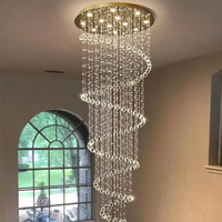 Grand lustre pour plafond haut, luminaires longs et élégants, suspensions en cristal pour hall d'entrée, salon, escalier