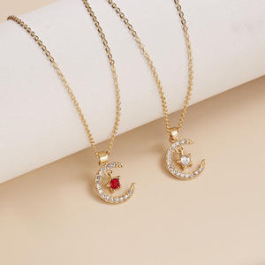 new moon star crystal birthstone pendant necklace wish card for
