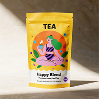 Sachet de thé refermable imprimé sur mesure avec encoche de déchirement et fermeture à glissière pour l'emballage de thé en vrac et de boissons froides