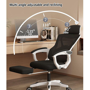Chaise de bureau moderne pivotante à 360° économique et de haute qualité, en maille noire, avec repose-pieds, idéale pour les visiteurs - Product Image 5