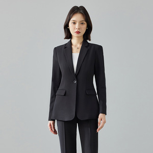 Women's Navy Blue Suit Set Flared Pants Anti-Wrinkle Polyester Work Commute Wear - Product Image 3
