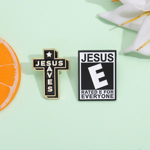 Ich liebe Jesus Emaille Pin Christentum Religion Gläubige leben für immer Kreuz Ostern Brosche Revers Kleidung Abzeichen Liebe Glaube Schmuck - Product Image 2