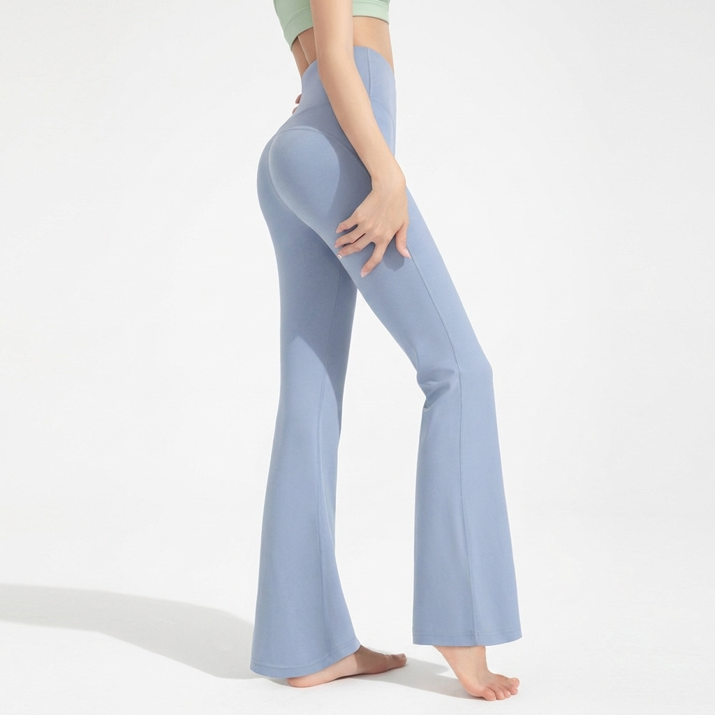 Antibacterial Solid Yoga Flared Pants Women High-Waisted Butt-Lifting Sports Slimming Fitness Full Length Quick-Dry Casual