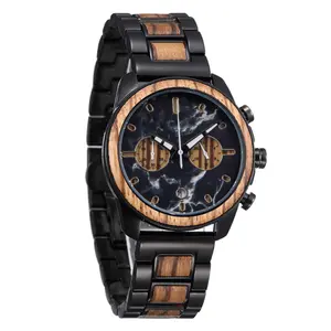 2024 New Arrival Wholesale Factory Price Customized Logo Brand Male Mable Grain Dial Wood Wrist Watches for Men