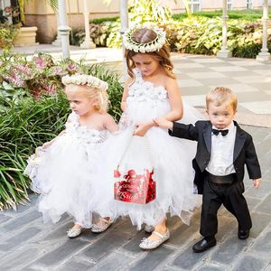 Paniers de fille de fleur en forme de rectangle en acrylique clair poignée de perle <span class=keywords><strong>organisateur</strong></span> de <span class=keywords><strong>bureau</strong></span> élégant pour les mariages thème 'Here Comes Bride' - Product Image 2