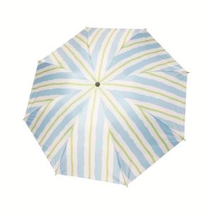Lindo Paraguas Plegable de 3 Secciones con Diseño de Rayas, Apertura y Cierre Automáticos, Protección UV, Impermeable, Compacto y Ligero, para Sol y Lluvia, Regalo de Viaje para Mujer - Product Image 4