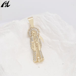 Ciondolo Hip Hop di Lusso in Stile <span class=keywords><strong>Death</strong></span> <span class=keywords><strong>Metal</strong></span> con Zirconi e Pietre Colorate Placcato in Oro 14K - Product Image 5