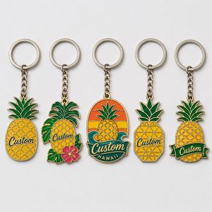 Porte-clés Ananas Personnalisés en Gros de Haute Qualité, Modèle Fruit Tropical, Design Style Hawaï, Souvenir de Voyageur - Product Image 1
