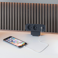 Multiprise électronique moderne OMNI à fixation par pince, prise de table, 2 prises AC, 2 ports USB, disjoncteur pour plusieurs appareils