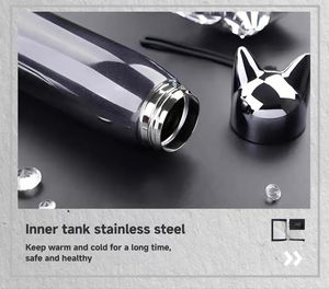 داجي هيدرو 11 أونصة/، زجاجة مياه معزولة مزدوجة الطبقات ، تصميم آذان ثعالب القطط اللطيفة للظهر - Product Image 4