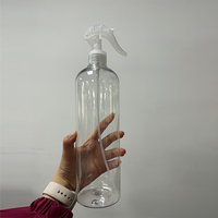 Botol semprot pemicu plastik hewan peliharaan Bening, 500ml 750 ml 750 ml 1000ml 1 liter 16 32 oz untuk bahan kimia pembersih