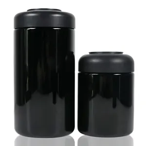 500g Black Uv Storage Jar Airtight Glass Bottles Coffee With Hygrometer Lid
