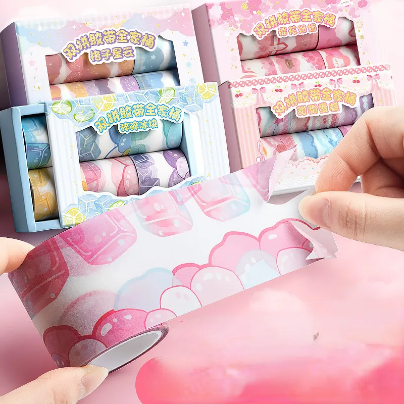 PET Fantasy Bubble doble cara y cinta de papel creativo DIY mano cortinas encaje película marcos paisaje papel 6 rollos