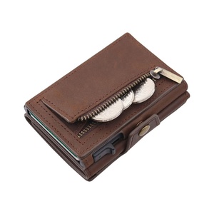 TILONSTAR TC106 Smart RFID Blocking <b>Wallet</b> Carry <b>Cash</b> Coin Slots Aluminum Credit Pop Up Leather Card Holder for Men's - Product Image 3