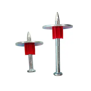 2 inch Powder Actuated Fasteners Drive Pins with 1 inch Washer 100 Pack Cement Wall Steel Nails Concrete Nails