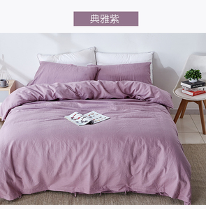 Parure de lit 55% lin 45% coton, respirante, antibactérienne, 200 fils/cm², haute qualité, tissée, unie, pour adulte - Product Image 4