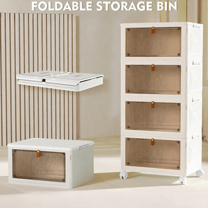 Contenitori di Stoccaggio Pieghevoli e Impilabili, Scatole in Plastica Richiudibili con Ruote per Organizzazione di Casa, Armadi e Ingresso - Product Image 2