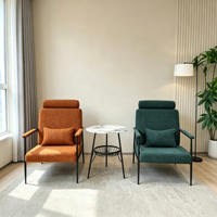 Fauteuils d'appoint modernes noirs pour salon, confortables, rembourrés, en forme de baril, avec 3 pieds, pour lecture et chambre à coucher