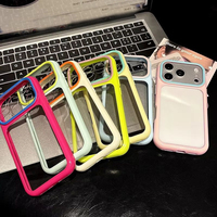 Coque de téléphone transparente en PC avec cadre à collision de couleurs pour iPhone 18 17 16 15 14 13 12 11 Pro Max, coque arrière transparente vierge pour photos DIY