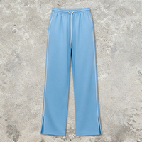 Pantalon de survêtement personnalisé pour femme, coupe large, avec bande latérale, ourlet fendu, taille à cordon, style streetwear, OEM ODM, vente en gros