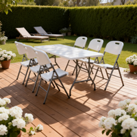 Table pliante d'extérieur résistante aux intempéries en plastique HDPE de 6 pieds avec cadre en acier pour sièges de concert