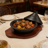 Tajine en fonte émaillée antiadhésive de 22 cm avec couvercle pour cuisinière à gaz et à induction, usage hôtelier et restaurant