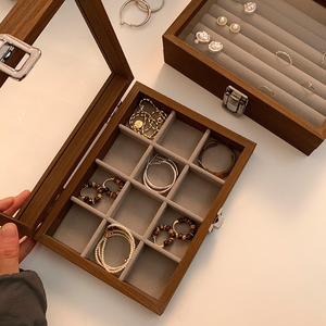 Boîte de rangement pour bijoux en bois de qualité supérieure avec couvercle en verre, pour bagues, boucles d'oreilles, colliers, bracelets, pendentifs, fabriquée par un fabricant de luxe - Product Image 4