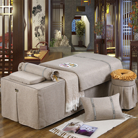 Ensemble de 4 housses de lit de luxe en cachemire, coton et chanvre pour salon de beauté et massage thérapeutique