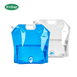 حاويات بلاستيكية محمولة لتعبئة المياه من البولي إيثيلين منخفض الكثافة 5 لترات و10 لترات و15 لترًا حاويات شرب من البولي إيثيلين منخفض الكثافة جرة صافية كيس تخزين ماء مع فوهة