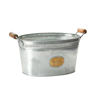 โลหะเหล็กชุบสังกะสีอ่างไวน์ที่มีมือจับด้านอ่างเครื่องดื่ม - Product Image 4