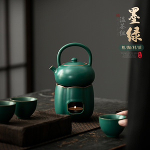 Juego de calentador de té retro, tetera de cerámica estilo Kung Fu con portavelas, kit de preparación de té resistente al calor para la ceremonia del té tradicional - Product Image 4