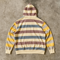 Sweat à capuche zippé unisexe personnalisé en coton molletonné double couche à rayures, style patchwork, pour homme, idéal pour l'automne