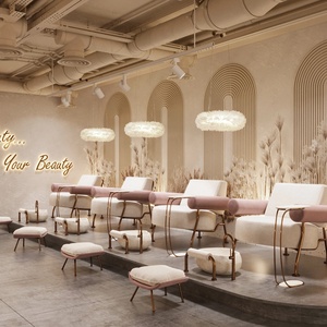Professional Hair Salon Hub Interior Decoration Bespoke Shampoo Bed Station with Luxury Beauty Bar Counter Design - Product Image 3