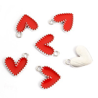 Emaille Gepunte Rand Hart Charm Bedel Zinklegering Goud Zilver 100 Stuks per Batch voor DIY Ketting Armband Sieraden Maken