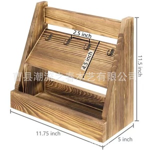 Boîte de rangement pour clés en bois, boîte de rangement murale à double couche, décoration d'intérieur, ornement de rangement pour clés d'entrée. - Product Image 5