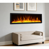 Cheminée électrique décorative à LED avec effet de flamme, 3 niveaux de luminosité, télécommande, sans chaleur, pour restaurant
