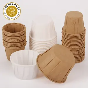 Soufflet de service en papier kraft blanc rhomable, tasse à partielle 2oz pour sauces, goût, échantillons, dessins, chaussures et robes, 1 pièce