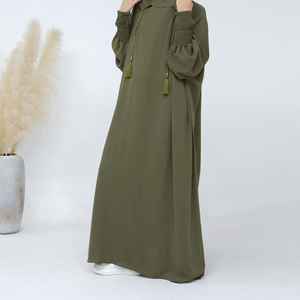 HOT <strong>Model</strong> Jilbab Hijab <strong>Abaya</strong> Robe Women Crinkle Solid Color Casual Batwing Sleeve Tassel Hooded Dress Muslim Saudi Prayer Kaftan - Product Image 3