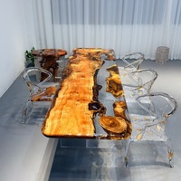 Grenzüberschreitender Grauer Transparenter Acrylharz-Tisch Moderner Minimalistischer Luxus Massivholz Großflächiger Länglicher Höhenverstellbarer Tisch
