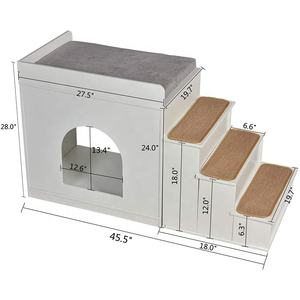 Mehrstöckiges Haustierbett Fensterliegeplatz Holztreppe Etagenbett Katzenhöhle für Hunde und Katzen - Product Image 2